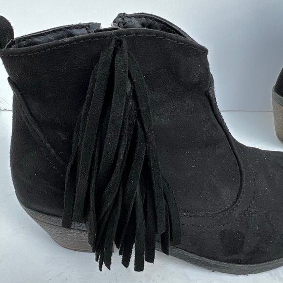 Faded Glory black, fringe, boots, Girls size 3 - Picture 2 of 6